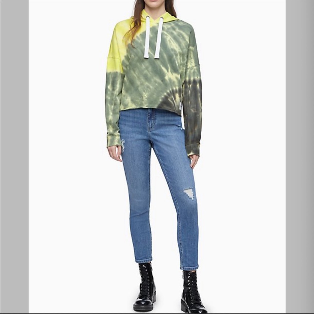 L- Calvin Klein Jeans tie dye cropped hoodie - Picture 2 of 12